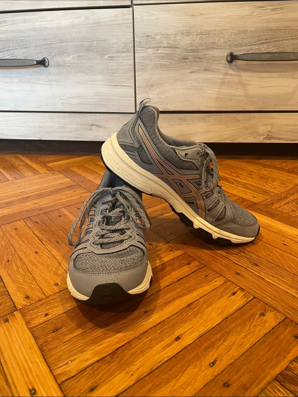 ASICS Gray and White Running Sneakers